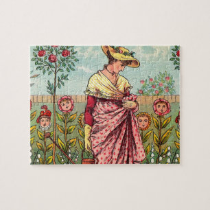 Puzzle Jardin Fleurir Femme Art Antique