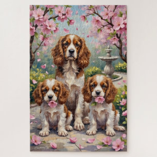 Puzzle Jardin Fleurissant de Cavalier King Charles Art