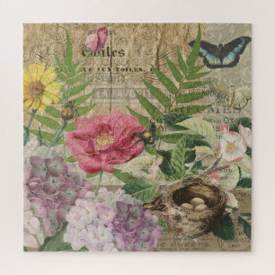 Puzzle Jardin Floral de Nid d'Oiseau Fleur Papillon Art