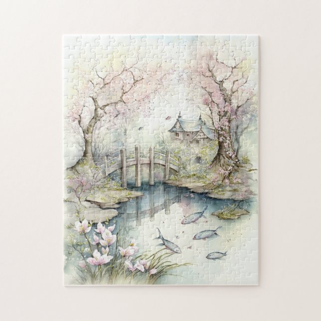Puzzle Jardin japonais traditionnel au printemps (Vertical)