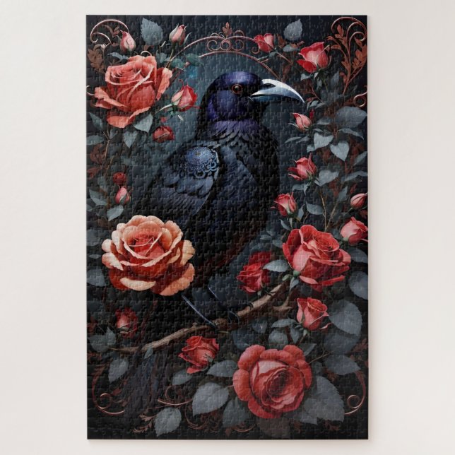 Puzzle Jardin Rose du Corbeau Noir (Vertical)