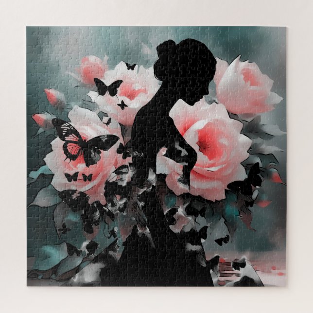 Puzzle Jardin Roses Ballerina & Papillons Art Ethérée (Vertical)
