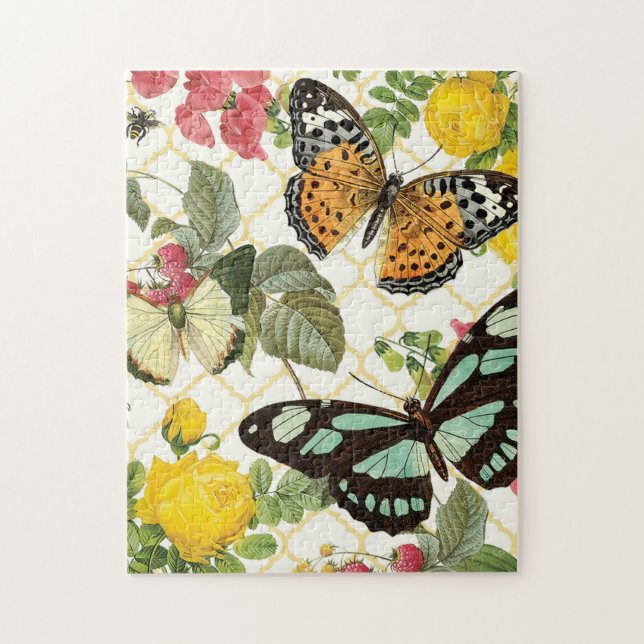 Puzzle jardin vintage moderne de papillon (Vertical)
