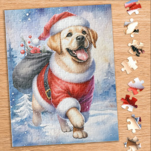 Puzzle Jaune Labrador Retriever Chien chiot Noël