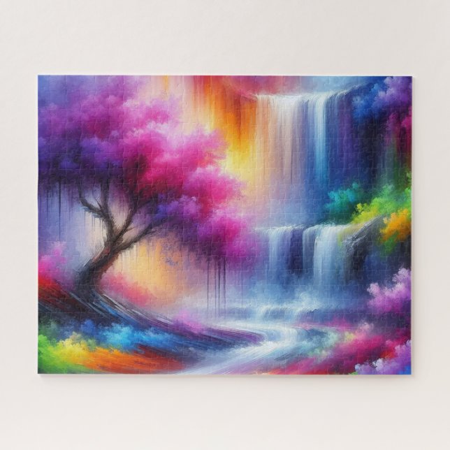Puzzle Jaune moderne bleu rouge AI Généré Paysage (Horizontal)