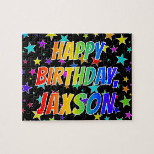 Puzzle "JAXSON" Prénom, Amusant "HEUREUX ANNIVERSAIRE"