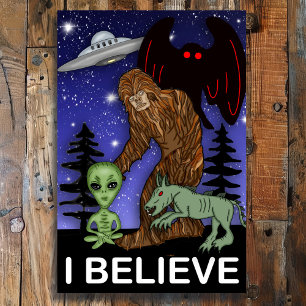 Puzzle Je crois   Big Foot Alien Mothman UFO Chupacabra