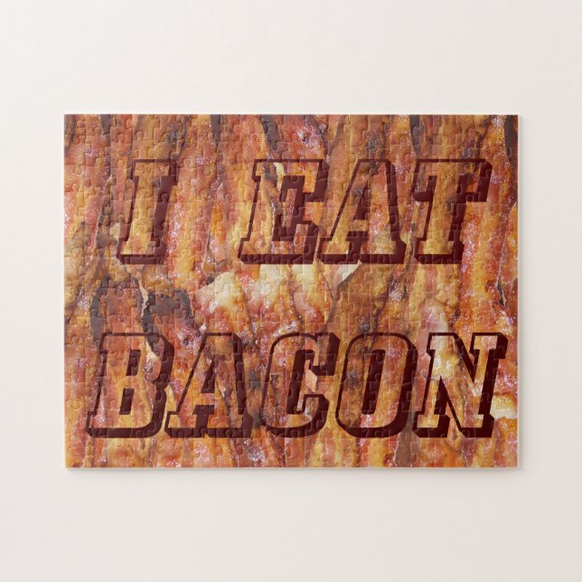 Puzzle Je mange du texte Bacon avec Arrière - plan (Horizontal)