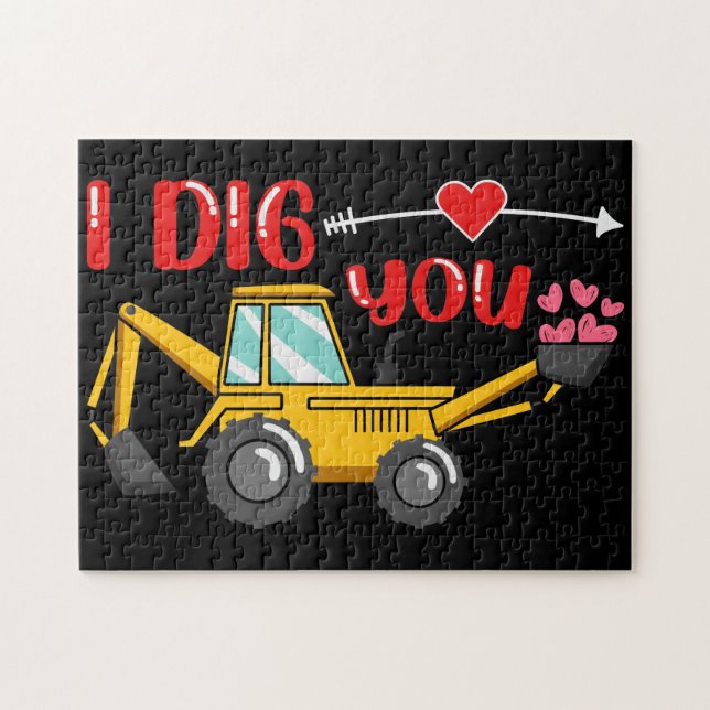 Puzzle Je t'ai creusé Backhoe Valentine (Horizontal)