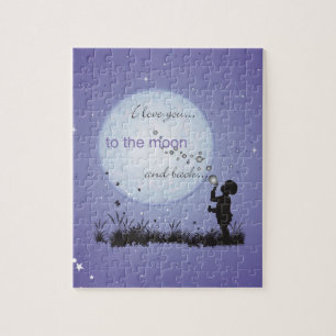 Puzzle Je t'aime à la lune et aux cadeaux De