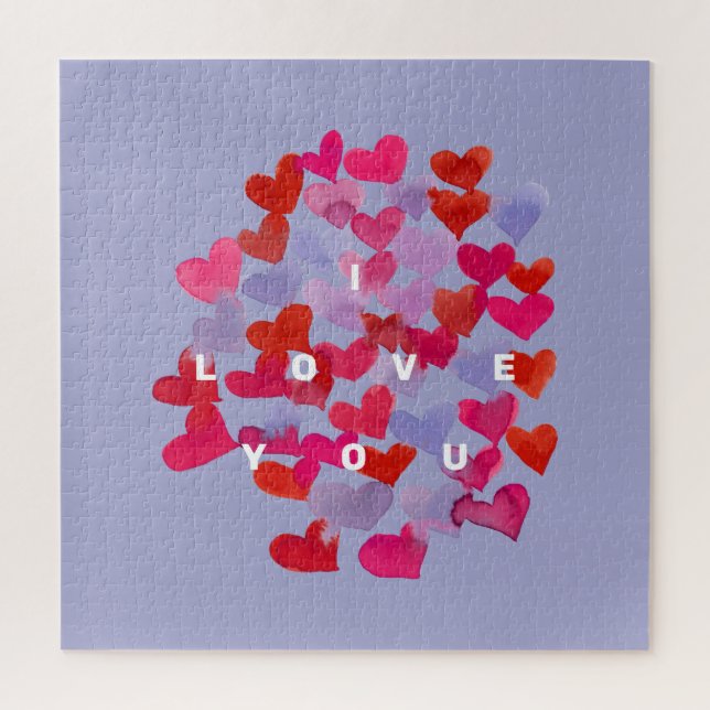 Puzzle Je t'aime coeur aquarelle (Vertical)
