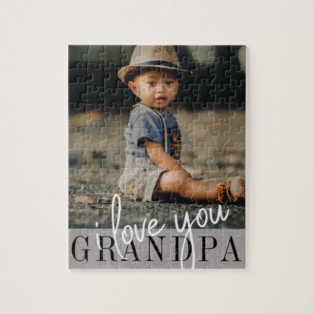 Puzzle Je T'Aime Grand-Père Photo personnalisée (Vertical)