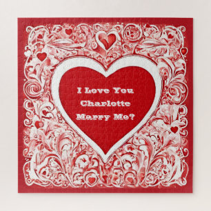 Puzzle Je T'Aime   Marry Me Red And White Love Heart