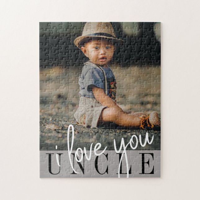 Puzzle Je t'aime Oncle Photo personnalisée (Vertical)