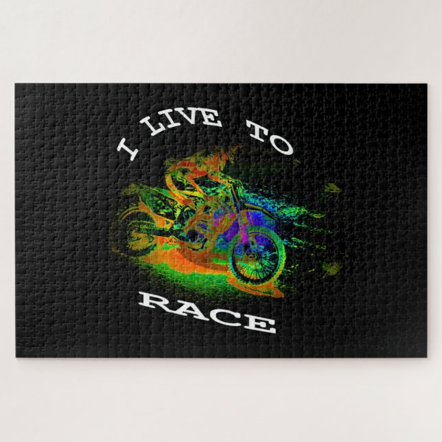 Puzzle JE VIS POUR LA COURSE - Pilote de Motocross  (Horizontal)
