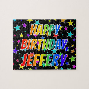 Puzzle "JEFFERY" Prénom, Amusant "HEUREUX ANNIVERSAIRE"