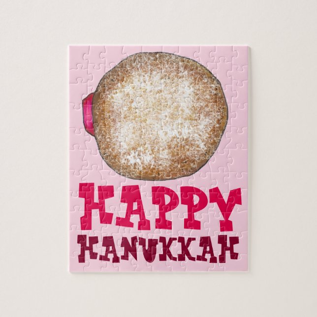 Puzzle Jelly Donut Doughnut Happy Hanoukka Jewish Holiday (Vertical)