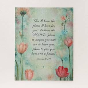Puzzle Jérémie 29:11 Verset Biblique Aquarelle Florale