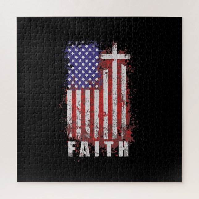 Puzzle Jésus amour | Foi chrétienne patriotique Jésus USA (Vertical)
