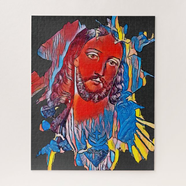 Puzzle Jésus Christ Face coeur sacré art Abstrait (Vertical)