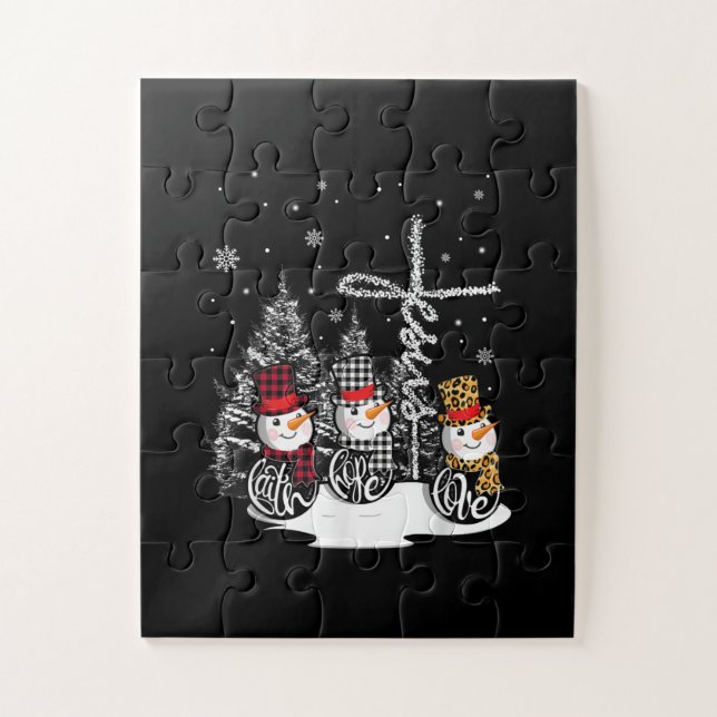 Puzzle Jésus Love | Jésus Faith Hope Love Snowman (Vertical)