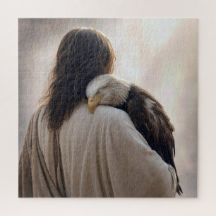 Puzzle Jésus tenant un aigle chauve malade