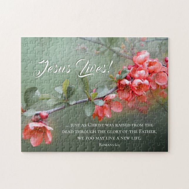 Puzzle Jésus vit les fleurs du printemps Bible et Pâques (Horizontal)