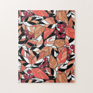 Puzzle Jeter Oreiller Caricature Abstraite feuilles baies