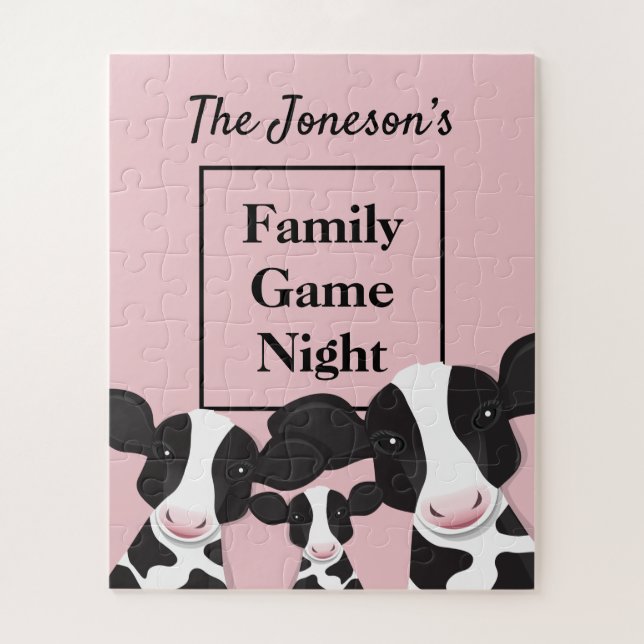 Puzzle Jeu de famille Nom de nuit Vaches noires roses (Vertical)