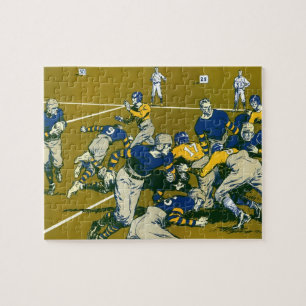 Puzzle Jeu de football sportif vintage, Gold vs Blue Team