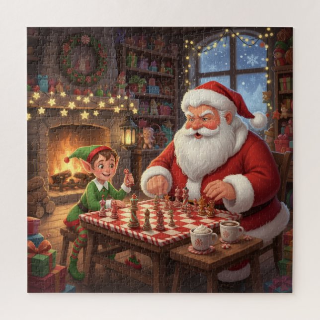Puzzle Jeu d'échecs de Noël Santa & Elf (Vertical)