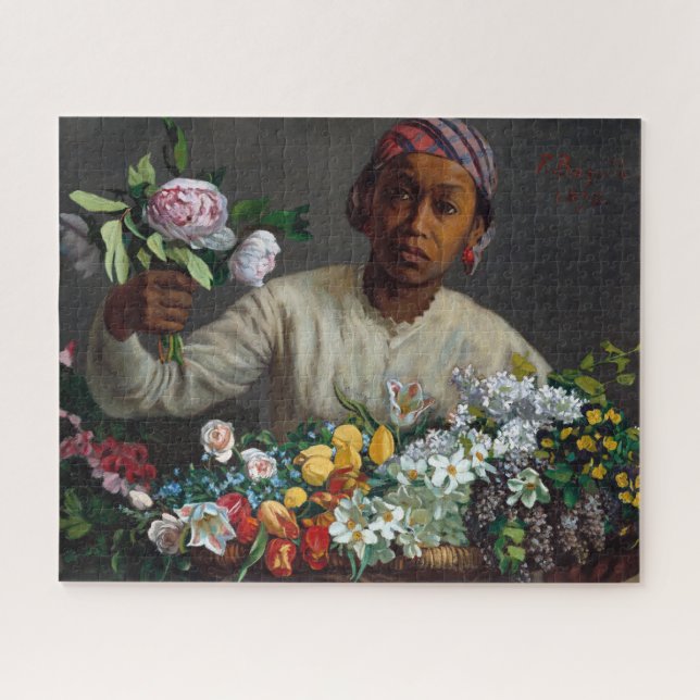 Puzzle Jeune femme avec des pivoines par Frederic Bazille (Horizontal)