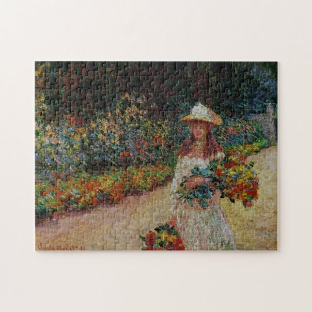 Puzzle Jeune fille en jardin à Giverny Monet Art (Horizontal)