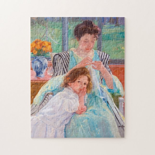 Puzzle Jeune mère coudre, Mary Cassatt (Vertical)
