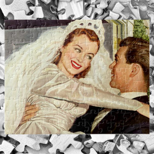 Puzzle Jeunes mariés de mariage vintage, heureuse mariée 
