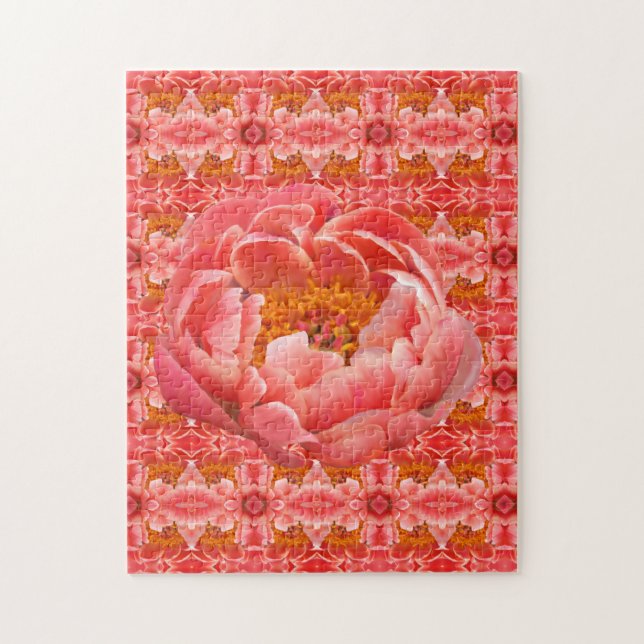 Puzzle Jigsaw Coral Peony (Vertical)