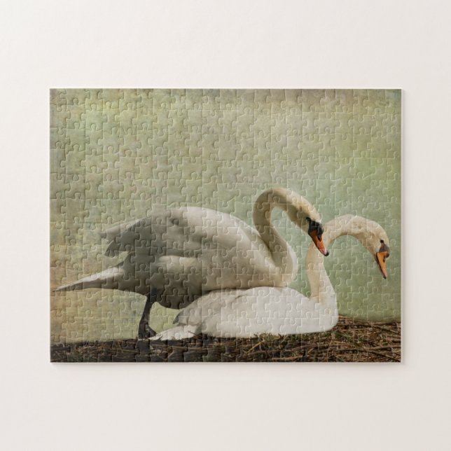 PUZZLE JIGSAW PUZZLE-NESTING SWANS (Horizontal)