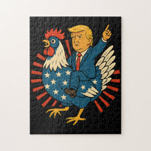 Puzzle Jockey de poulet Trump Mème amusant