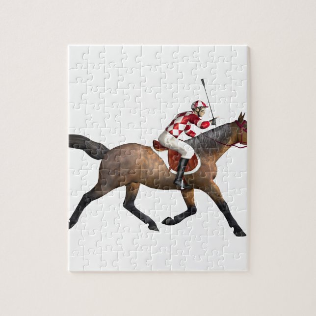 Puzzle Jockey et cheval de course de chevaux (Vertical)
