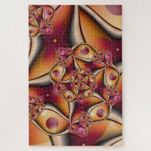 Puzzle Joie Colorée Abstrait Fantastique Fractal Rouge Or