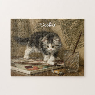 Puzzle Joli Art de Chat Vintage, Nom