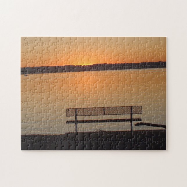 Puzzle Joli Banc au coucher du soleil sur le Mississippi (Horizontal)