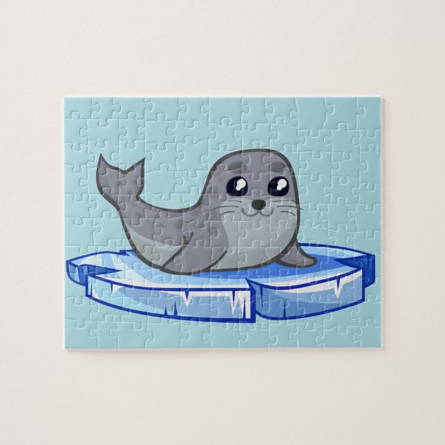 Puzzle Joli bébé phoque dessin animé enfants (Horizontal)