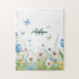 Puzzle Joli bouquet de fleurs sauvages de printemps vert