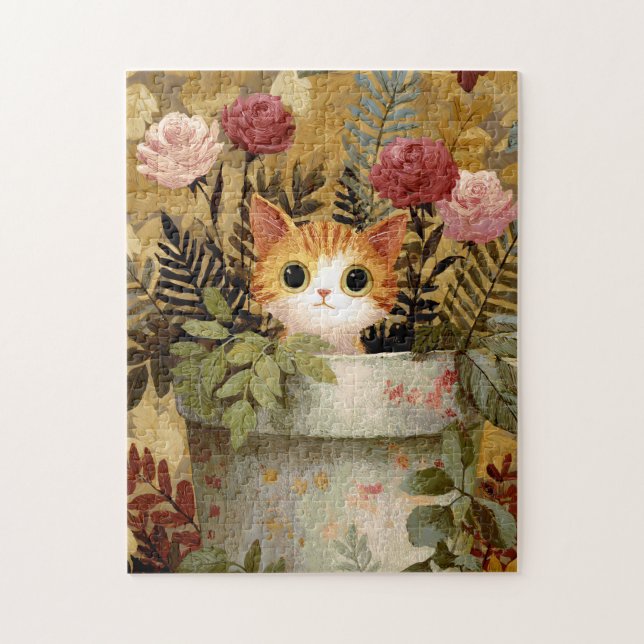 Puzzle Joli Chatons Regardant D'un Pot (Vertical)