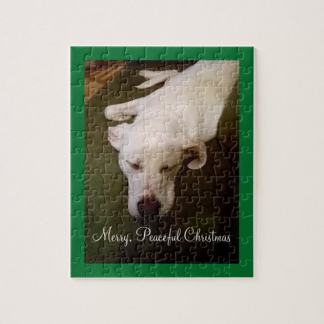 Puzzle Joli Chien blanc Chien blanc couché Paix Noël (Vertical)