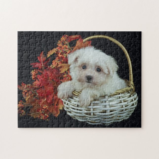 Puzzle Joli Chiot Automne (Horizontal)
