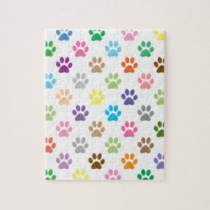 Puzzle Joli chiot empreintes de pattes motif coloré
