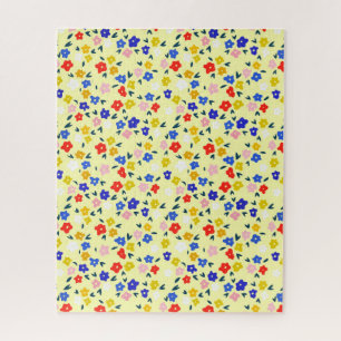 Puzzle Joli délicat floral mignon sur fond jaune pastel