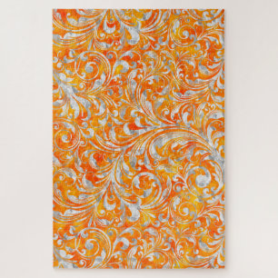 Puzzle Joli design floral tourbillon orange